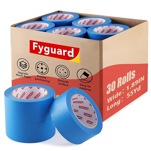 30Rolls Painters Tape 2 Inch Wide, Blue Masking Tape Bulk, 1.89 in x 55 Yd Blue Tape for Wall Painting Home Improvement DIY Crafts, Total 1650 Yards