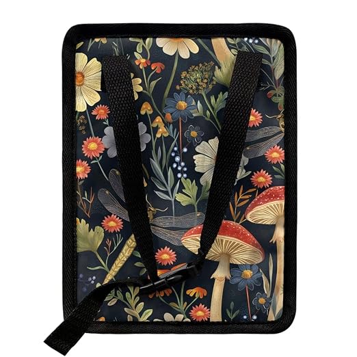 Talayituse Mushroom Dragonfly Daisy Print Car Trash Can with Lid, Leak Proof Auto Trash Bag Hanging Vehicle Garbage Can Multipurpose Storage Container for Back Seat Road Trip