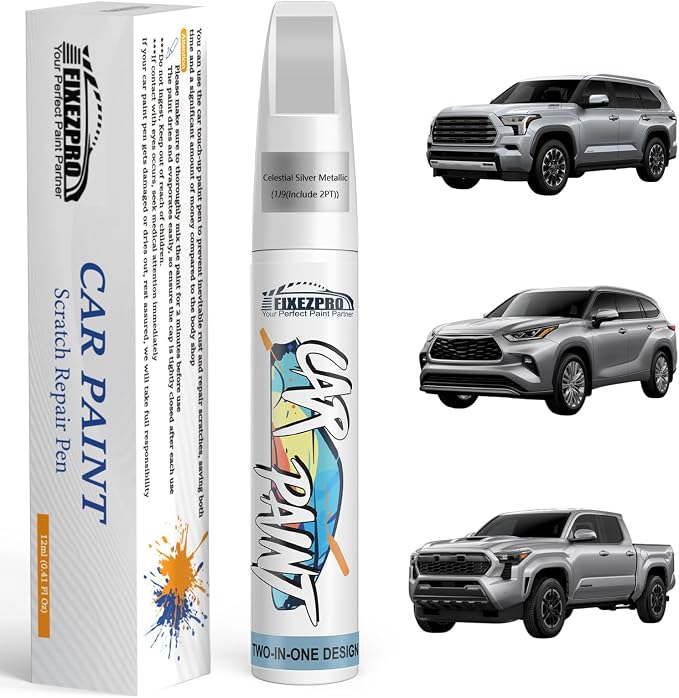1J9/2PT Celestial Silver Metallic Car Touch Up Paint for Toyota, Color Match Auto Paint Repair Pen,Professional Car Scratch Repair Remover Pen Quick Drying, Easy to Use