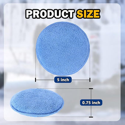 AIDEA Car Wax Applicator Pad, Microfiber Applicator Pad for Buffing & Detail Polishing, 12PK Round Foam Pads for Car Cleaning and Fine Polishing, 5 Inch