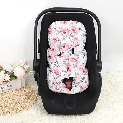 SWESEN Infant Car Seat Insert with 2 Strap Pads, Super Soft Carseat Head and Body Support for Baby Boys and Girls, Reversible Newborn Car Seat Insert Cushion for Strollers, Bouncers, Swing, Floral