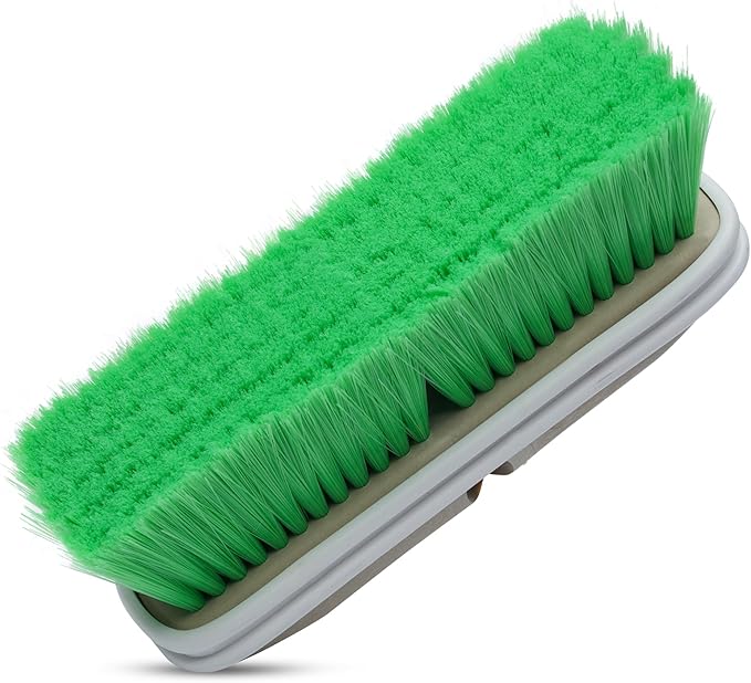 Nanoskin Premium 10-Inch Green Nylon Fountain Vehicle Wash Brush with Flagged-Tip Bristles, Flow-Thru Hole & Tempered Handle Hole, Car/Truck/RV Detailing | Cleaning Tool for Professional and Home Use