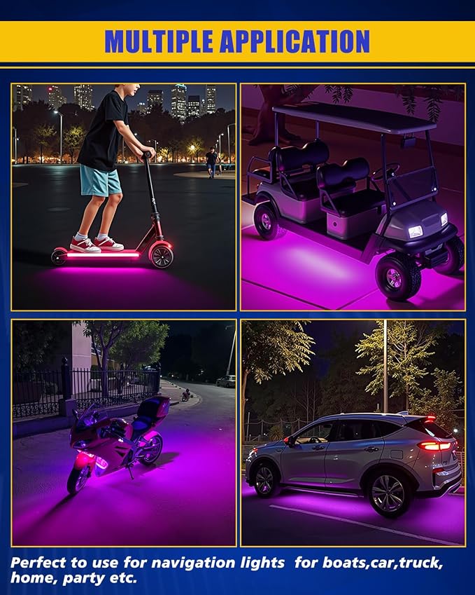 Car Led Light Strip,Pink Interior Lights for Trucks 30CM 15 SMD IP67 Waterproof Car Underglow Lights for Car Motorcycles Boat Golf Cart Home Decoration with 3M Tape