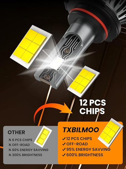 Compatible for 2004-2015 Honda Civic (Not For 2014-2015 Coupe Model), High/Low Beam 6500K White Light Combo Kit, Plug-N-Play, Powersports Bulbs, 4-Pack