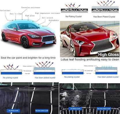 12H Nano Ceramic Coating for Cars Automobile Wax Better than 9H 10H Hardness 30ml 3bottle suit High Gloss Hydrophobicty Anti Scratch Car Paint Protection Kit Last for 3 Years Protection UV