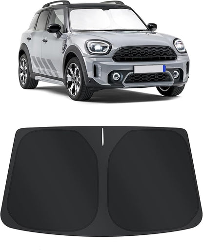 TINGLU Sun Shade for Mini Countryman Cooper F66 SUV 2017-2025 2026 Accessories Windshield Sun Shade Window Shade UV Rays Protection Sun Visor Cover with Steering Wheel Sunshade Storage Bag