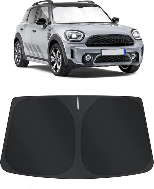 TINGLU Sun Shade for Mini Countryman Cooper F66 SUV 2017-2025 2026 Accessories Windshield Sun Shade Window Shade UV Rays Protection Sun Visor Cover with Steering Wheel Sunshade Storage Bag