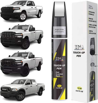 XNA Bright White(PW7/GW7) for Dodge Ram Touch Up Paint, 2 in 1 Car Scratch Remover with Pen Tip and Brush, Exact Color-Matched for Car Paint Scratch Repair, Quick & Easy Fix Chips and Nicks