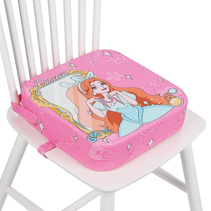 Toddler Booster Seat for Dining Table, 4" Kids Booster Seat for Kitchen Chair with Non-Slip Bottom, Portable Detachable Washable Increasing Cushion with 2 Adjustable Straps (Princess)