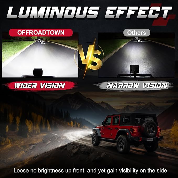 OFFROADTOWN 2Pcs 4 Inch LED Pods Ditch Lights Spot Flood Combo LED Bar Fog Cube Side Shooter Work Offroad Driving Lights for Truck ATV UTV SUV Boat