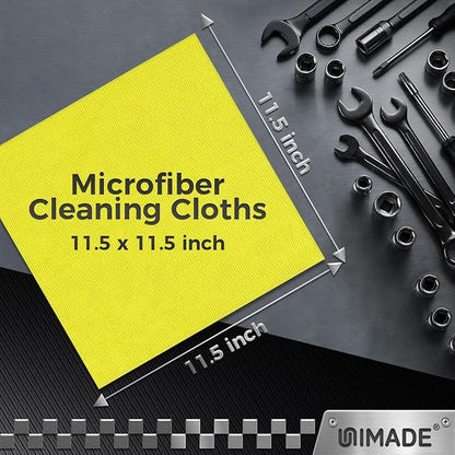 UNIMADE Microfiber Cleaning Cloth, 100PK Commercial Grade Work Rags Microfiber Towels for Cars Cleaning Rags Bulk Detailing Cloth for Automotive Bar Mechanic Restaurant Garage, 11.5"x11.5", Multicolor
