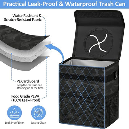 ELONGRIVER Car Trash Can Bin for Back Seat Leak Proof, Cute Car Trash Bag Hanging, Vehicle Trash Can for SUV Truck Van, Automotive Garbage Cans Front Seat Camo Black