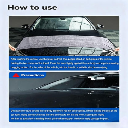 2-Pack 1200 GSM Microfiber Car Drying Towels, 71" x 24" Large Absorbent Towel for Auto Detailing, Streak-Free & Scratch-Free for Cars, SUVs, Trucks with Edgeless Design