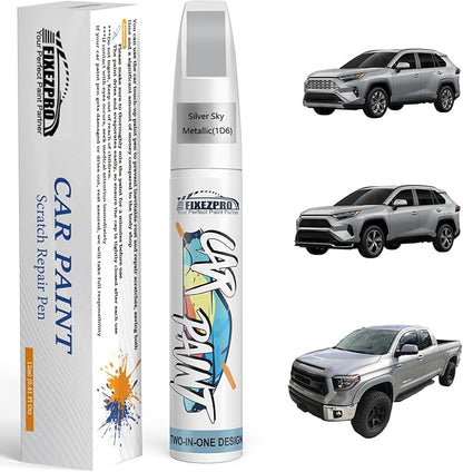 (1D6 Silver Sky Metallic Car Touch Up Paint for Toyota, Color Match Auto Paint Repair Pen,Professional Car Scratch Repair Remover Pen Automotive Quick Drying, Easy to Use