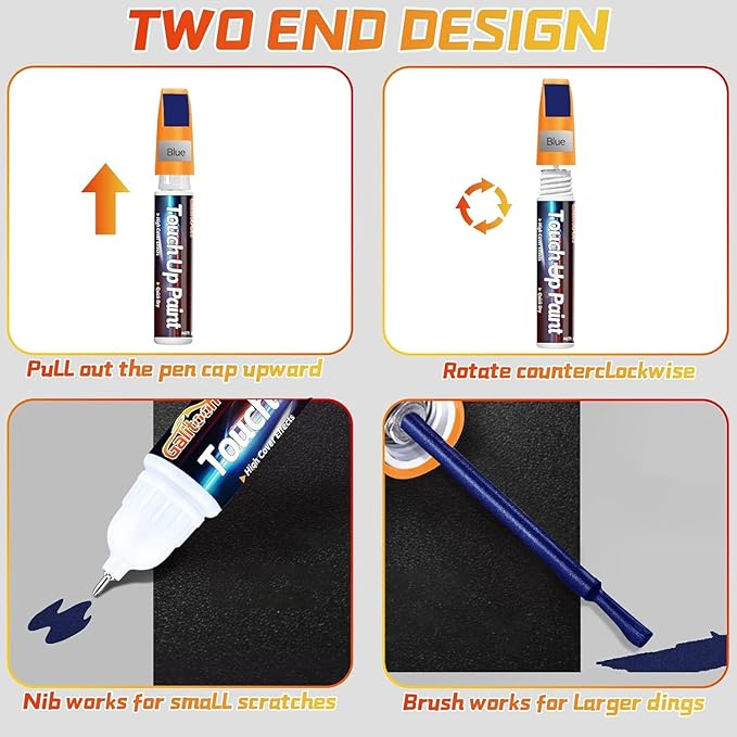 Touch Up Paint Pen for Cars, Car Paint Scratch Repair, 2-In-1 Car Touch Up Paint Fill Paint Pen, Quick & Easy Solution to Repair Minor Automotive Scratches 0.8 fl oz (Blue)
