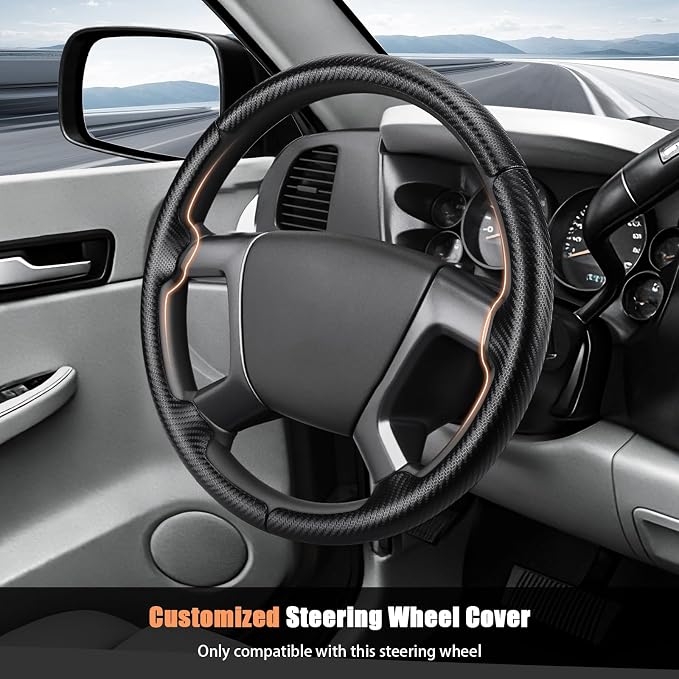 Aimato Customized Steering Wheel Cover for Chevy Silverado 1500 2007-2013/GMC Sierra 2007-2013/2500 3500 Suburban Tahoe Yukon 2007-2014/Traverse 2009-2017/GMC Sierra 2500 3500 2008-2014