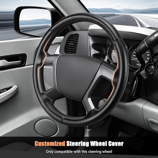 Aimato Customized Steering Wheel Cover for Chevy Silverado 1500 2007-2013/GMC Sierra 2007-2013/2500 3500 Suburban Tahoe Yukon 2007-2014/Traverse 2009-2017/GMC Sierra 2500 3500 2008-2014