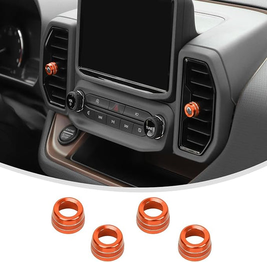 Linskip Aluminum Vent Knob Covers Compatible with Ford Bronco Sport 2021-2024, Dash Air Vent Knob Trim Kit for Bronco Sport Interior Accessories(Orange)