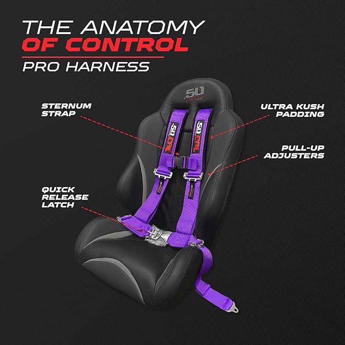 1pc Purple 4 Point Harness for Bucket Seat, Latch Release, 9 Color Options, Racing Harness, Race Car, Off Road, UTV, RZR [6008P2]