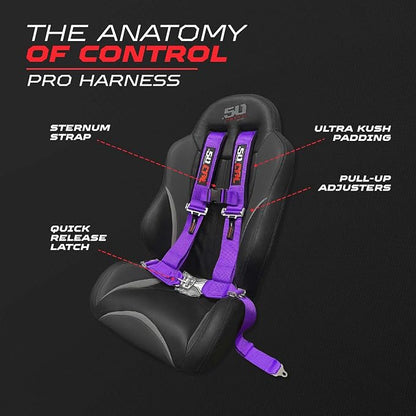 1pc Purple 4 Point Harness for Bucket Seat, Latch Release, 9 Color Options, Racing Harness, Race Car, Off Road, UTV, RZR [6008P1]