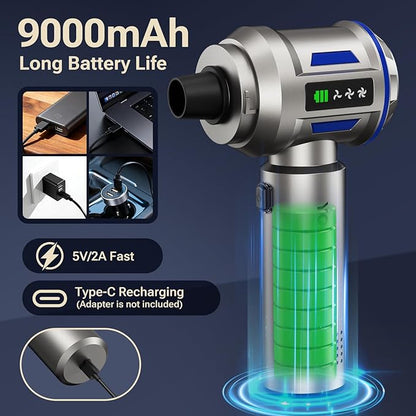 Yomile Mini Vacuum Cleaner, 2 in 1 27000PA Brushless Car Vacuum Air Duster 9000mAh Battery Air Blower Handheld Vacuum for Car,Office and Home