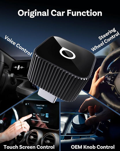 Ottocast Mini Cube 3.0 USB C Wireless CarPlay Adapter, Android Auto Wireless Adapter, Plug & Play with Fast Auto-Reconnect, Mini Car Adapter