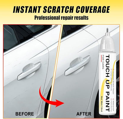 Pure White Touch Up Paint for cars, 2-in-1 Brush & Tip, 0.4 fl oz - Universal Car Scratch Repair Pen for Scratches & Scuffs, OEM Color Match, Quick-Dry & Long-Lasting