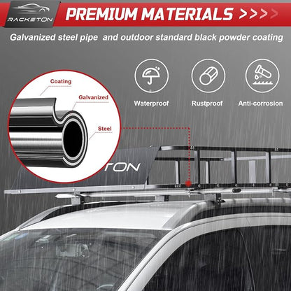 74”x39”x8” Roof Cargo Rack for SUV Car Trucks,Heavy Duty Cargo Basket Anti-Rust Top Luggage Rack