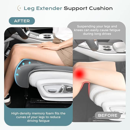 Coverado Car Seat Leg Support Cushion, Leather Car Seat Extender, Universal Leg Extender Cushions for Long Driving, Waterproof Leg Extension Support Pad Car Seat Cushions for Most Cars (Update,Gray)