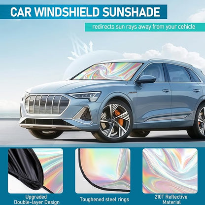 Car Windshield Sun Shade, Folding Car Shades for Front Windows UV Rays Sun Cover Shade, Keeps Your Vehicle Cool