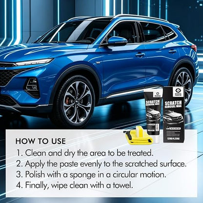 Scratch Remover for Vehicles - Car Paint Scratch Remover with Sponge & Wipe, Car Scratch Repair Kit for All Color, Auto Detailing Polish for Light to Deep Scratches (3 PC)