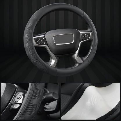 GIANT PANDA Steering Wheel Cover for GMC Sierra Acadia Terrain Yukon(Black-Standard Size)