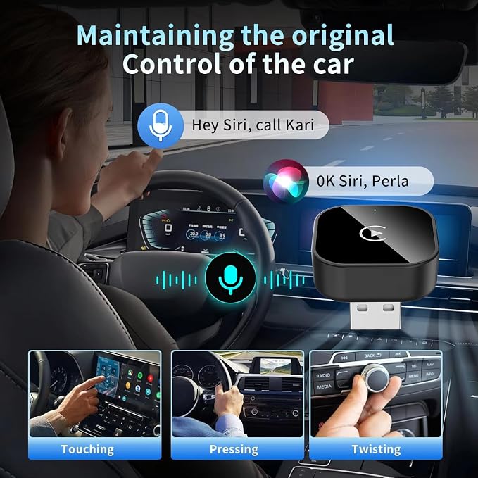 TKMARS Wireless CarPlay Adapter for iPhone & Android Auto Adapter, Convert Wired to Wireless, Plug & Play, Auto Connect, USB Port Easy Use for Cars from 2016+