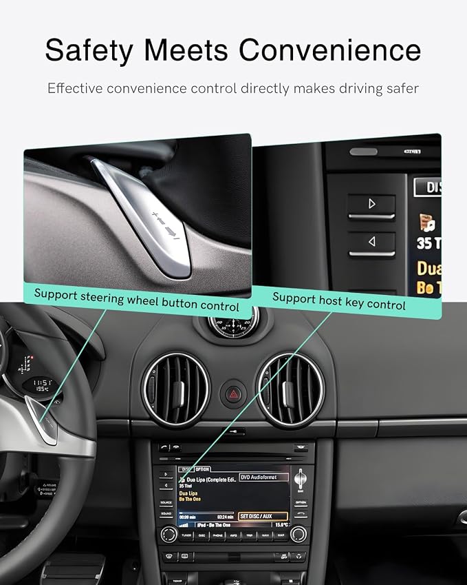 Bluetooth Car Adapter with iPod+USB Y Cable Work for Porsche PCM3.0 System, Bluetooth Adapter for Car Music with High-Definition aptX,aptX-LL,aptX-HD Audio Streaming (PCM3.0)