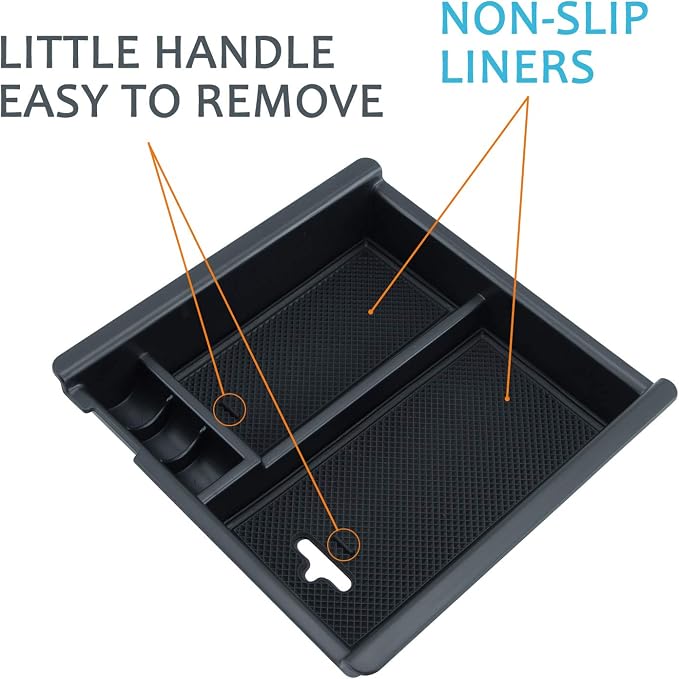 JKCOVER Center Console Accessory Organizer Compatible with Toyota Tacoma 2016 2017 2018 2019 2020 2021 2022 2023, ABS Material Box Insert Tray (Black trim)
