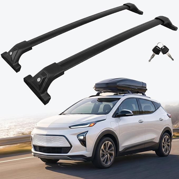 330 LBS Lockable Roof Rack Cross Bars Fit for 2022 2023 Chevrolet Bolt EUV with Flush Side Rails, Aluminum Crossbars for Rooftop Cargo Carrier Kayak Bike, Sunroof Friendly
