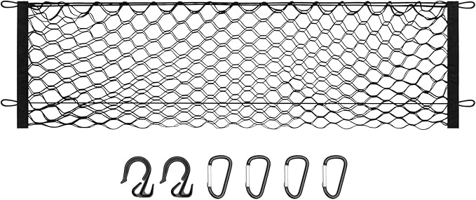 Canvcle Trunk Cargo Net for 2017-2026 Honda Ridgeline Accessories Envelope Style Mesh Trunk Net Organizer and Storage Stretchable Adjustable Elastic Nylon Rear Cargo Netting with Hooks