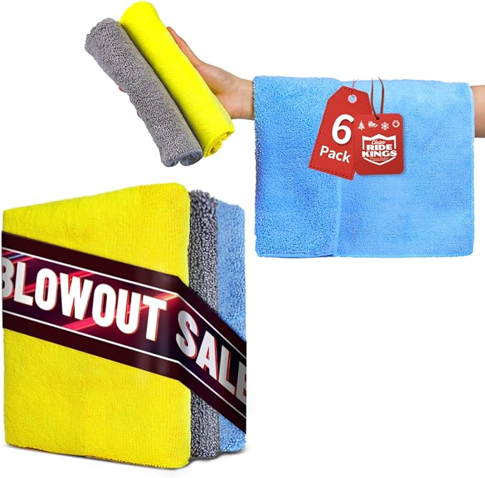 Car Wash Drying Towels, 450gsm Ultra-Thick Absorbent Lint-Free Extra Soft Microfiber Rags for Car Detailing, Interior & Exterior Cleaning Cloths, 16in x 16in - Microfiber, Mixed Colors, 6 Packs