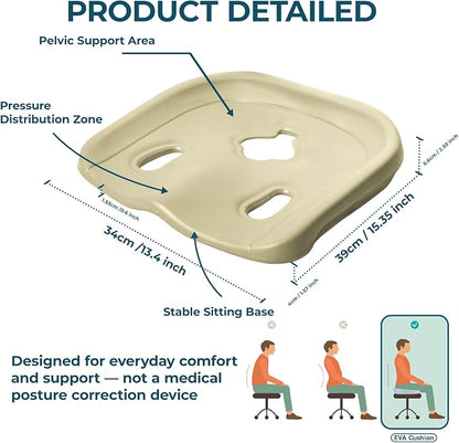 Ergonomic Posture Corrector Seat Support Cradle, High-Density EVA Pelvic Alignment Shaper for Office & Study Chairs, Non-Slip Tailbone Relief Spinal Pad, Durable Firm Design for Teens & Petite Adults