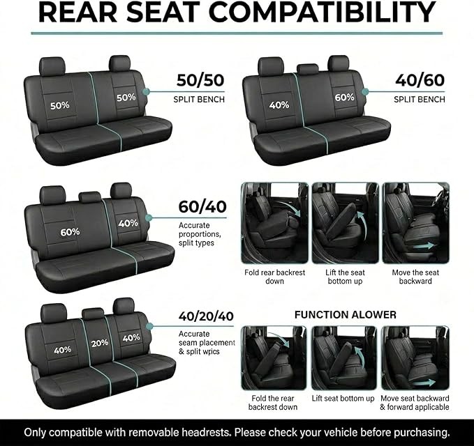 FH Group Automotive Seat Cover Trendy Elegance for Back Seat Red Car Interior Accessories for SUV, Sedan & Van Universal Fit Combo Rear Seat Cover Split Bench Car Seat Protector for Dogs and Kids