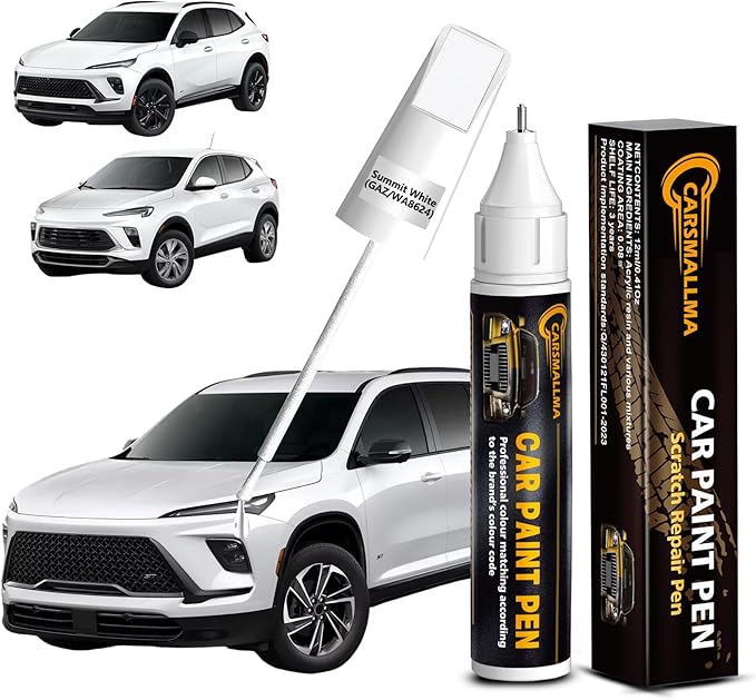 Summit White(GAZ/WA8624) Car Touch Up Paint for Buick, Color Accurate Car Paint Scratch Repair Pen Kit Quick & Easy Fix Vehicle Chips and Automotive Nicks Scuff