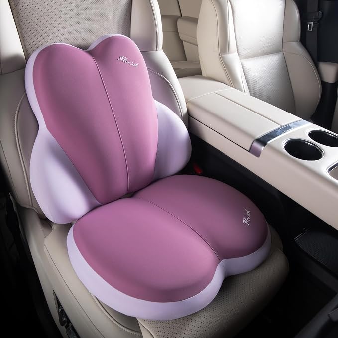 FLORICH Car Seat Cushion and Back Support for Car Ultrathick Memory Foam Office Chair Cushions with Lumbar Support Pillow for Sciatica & Back & Tailbone Pain Relief (Dark Purple)