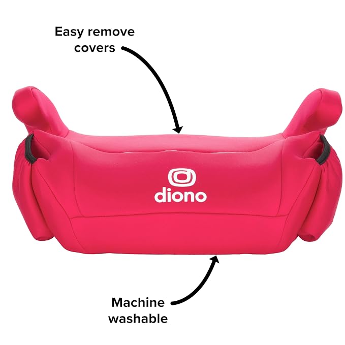Diono Solana, No Latch, Pack of 2 Backless Booster Car Seats, Lightweight, Machine Washable Covers, Cup Holders, Pink Cotton Candy