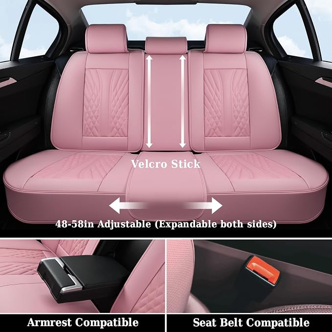 Coverado Car Seat Covers Full Set, Automotive Front and Rear Seat Covers with Backrest, Nappa Leather Car Seat Protectors Waterproof, Universal for Most Vehicles