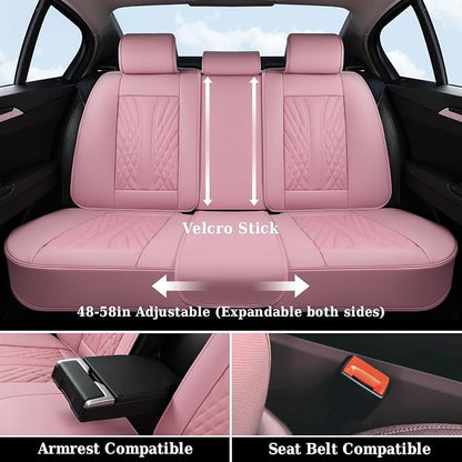 Coverado Car Seat Covers Full Set, Automotive Front and Rear Seat Covers with Backrest, Nappa Leather Car Seat Protectors Waterproof, Universal for Most Vehicles