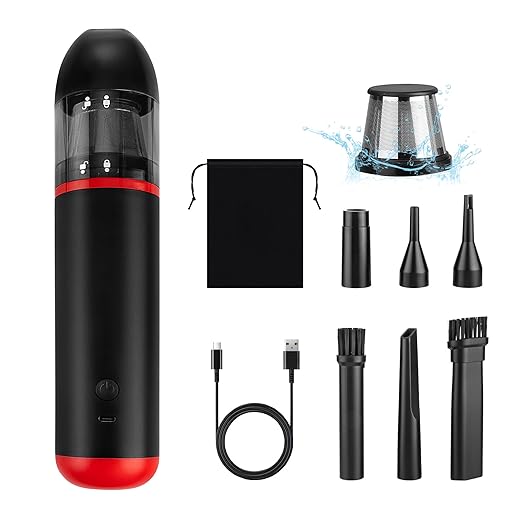 Shop-Vac 2-in-1 Car Vacuum & Air Duster, 14000Pa Blow/Suction Portable Cordless Vacuum, Mini Blower, Handheld & Lightweight with 6 Nozzles, Type-C Rechargeable for Auto/Home/Office