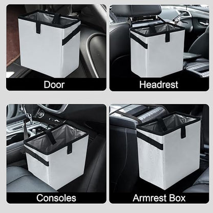 Homelove Car Trash Can, Leak-Proof Waterproof Trash Bin Collapsible Portable Auto Garbage Bag Large Capacity Trashcan Storage Bag Multipurpose Car Organizer Hanging (Light-Gray)