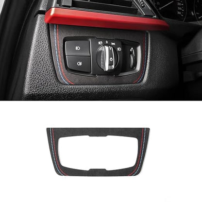 Betterhumz Car Headlight Switch Button Frame Sticker for BMW F30 F32 F34 2013-2019 328i 320i 318li 435i 420i 430i 425i M235i for Alcantara Car Interior Decor Kits Accessories