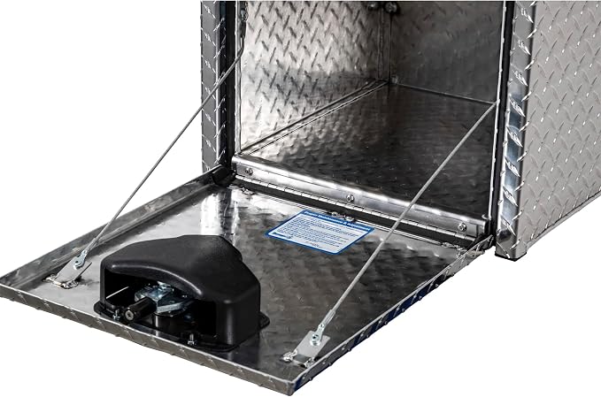 Buyers Products 1705101 Diamond Tread Aluminum Underbody Truck Tool Box, 18 x 18 x 18, Made in USA, .100 in. Thick, Corrosion Resistant, Locking Compression Latch, Secure Storage for Work Trucks