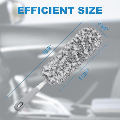 12" Microfiber Car Duster – Soft Interior Detail Brush for Dash, Seats, Vents & Console – Scratch‑Free, Washable Dust Remover for Car Interior Detailing